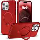 TIANLI Designed for iPhone 14 Pro Max Case with Magnetic Invisible Ring Stand [Compatible with Mag-Safe] [Military Drop Protection] Shockproof Anti-Slip Cover for Women,Red