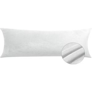 TELUS Velvet Body Pillow Cover with Zipper, Super Soft and Cozy Luxury Fuzzy Flannel Pillow Cases Cover 20x54 Inches, Luxury Long Body Pillow Pillowcase, White