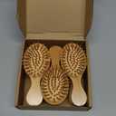 6 Pack Mini Bamboo Hair Brush Bulk Pocket Travel Small Hairbrush Massage Scalp Detangling Brush for Valentine Gifts Bulk Bridesmaid Party Favors (Oval)