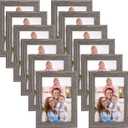 Giftgarden 4x6 Picture Frame Distressed Grey, 4 by 6 Rustic Wood-grain Gray Photo Frames Bulk for Wall or Tabletop, 12 Pack