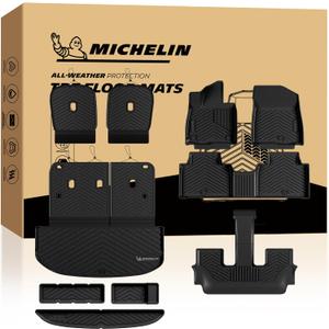 Michelin Vehicle Mats, Premier Series All-Weather TPE Custom Fit Liner for 2027 Kia Telluride Gas 7 & 8 Seats Floor Mats (10 Piece)