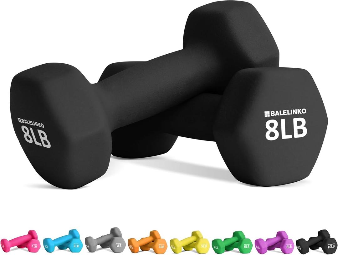 Balelinko Home Gym Equipment Workouts Strength Training Weight Loss Pilates Weights Yoga Sets Weights for Women, Men, Seniors and Youth (Black), 8 LBS