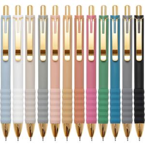 Linbsunne Ballpoint Pens Black Medium Point 1mm with Super Soft Grip Ball Point Pen for Men Women Retractable(style2, 12 pcs)