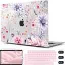 CISSOOK Flower Case for MacBook Air 13 Inch A2337 M1 A2179 A1932 Model 2021-2018 Released, Plastic Floral Cover with Keyboard Cover Protector for MacBook Air 13 with Touch ID，Flowers Watercolor