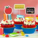 DOITOOL 36 Pcs Back to School Cake Decoration Flags for Party Desserts Classroom Supplies Cake and Cupcake Toppers School Activity Decorations