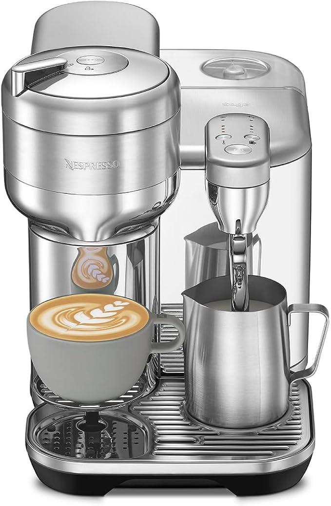 Nespresso Vertuo Creatista Coffee & Espresso Maker by Breville
Brushed stainless steel coffee machine with barista steam wand for latte art, one touch brewing and 30 second heat-up.