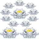 meekoo 12 Pcs Crystal Glass Lotus Candle Holders Lotus Crystal Tealight Candle Holders for Christmas Home Decor Wedding Party