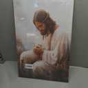 Jesus and Lamb Canvas Wall Art Jesus Running After Lost Lamb Picture Wall Art Canvas Print Christian Home Decor 8x10 inch (AAA-Bestseller)