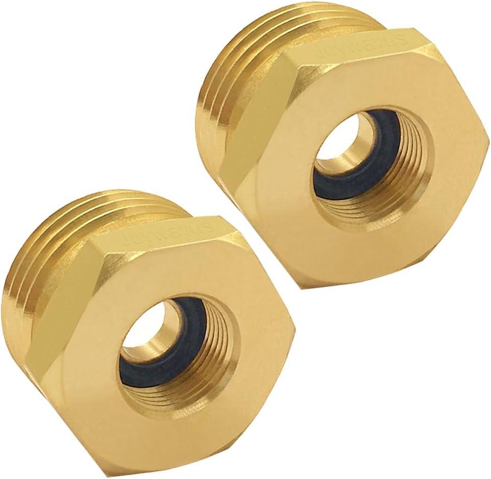 Joywayus 2PCS 3/4 GHT Male to 3/8 Compression Female Thread Bushing Pipe Fitting, Brass Reducer Faucet Connector Water Hose Adapter, Supply Line to Garden Hose Adapter for RV Kitchen Bathroom Plumbing