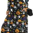 LILBETTER Women Long Sleeve Deep V Neck Loose Plain Long Maxi Casual Dress (Black, S)