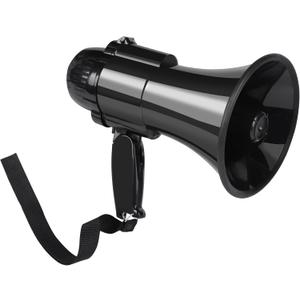 30 Watt Power Portable Megaphone Bullhorn Speaker Voice, Siren/Alarm and 240S Recording with Volume Control and Strap (Black)