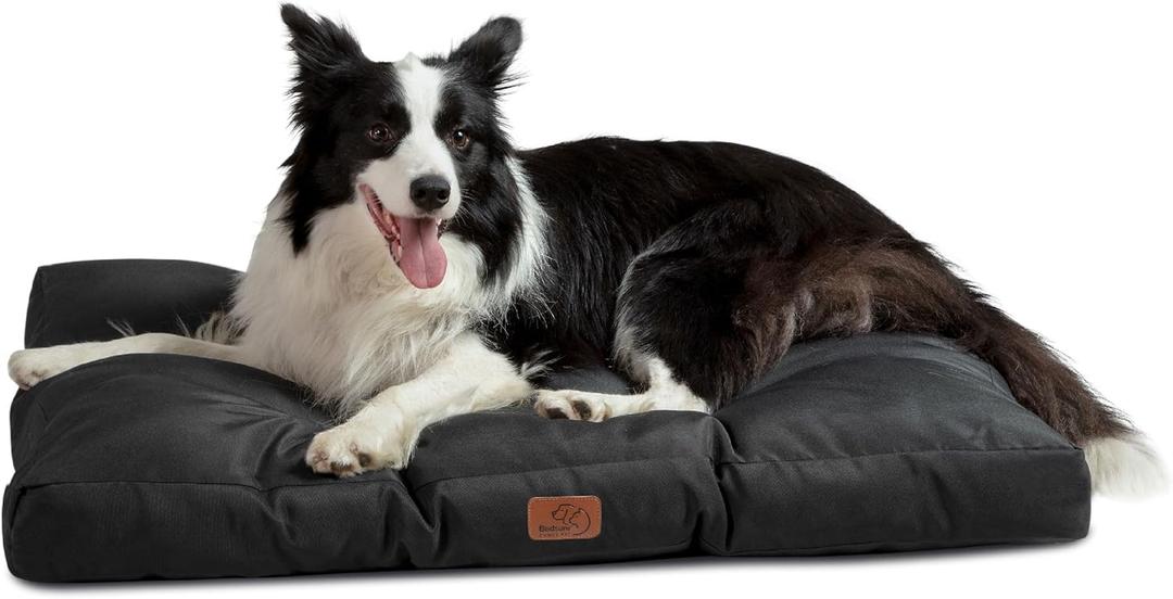 Bedsure Dog Beds Large Sized Dogs - Washable Pet Bed Mattress with Oxford Fabric, Pet Pillow Cushion for Crate, Grey Dog Mat Outdoor, 36x27x4, Black