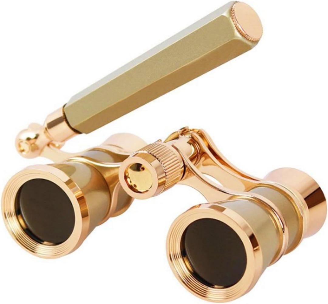 Opera Glasses Binoculars, Theatre Binoculars, 3X25, Metal Material, Vintage and Refined, with Adjustable Handle for Adults Kids Women in Musical Concert Cinema.