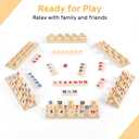 Rummy Cube 6 Player Edition with 6 Wooden Racks/Trays, 160 Large Numbers Rummy Tiles Set with Zippered Case, Rummy Travel Game Set with 6 Tiles Holders - Classic Board Games for Family Adults Kids