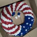 1 Pcs 18 Inch Patriotic Wreath for Front Door 4th of July Wreath Red White Blue Rose Front Door Decor Independence Memorial Artificial Rose Wreaths for 250th Anniversary Porch Wall Indoor Outdoor