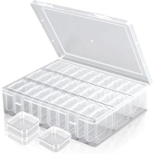 Bead Organizer Box, 31 Mini Clear Jewelry Organizers and Hinged Lid Bead Storage Containers, Ideal for DIY Jewelry Crafts, Screws and Small Parts Craft Storage