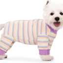 Striped Dog Recovery Suit Female Male For Small Medium Dogs,Dog Surgical Recovery Suite Bodysuit After Surgery Zipper On Back Puppy Cat Long Sleeve Onesies Bodysuit After Surgery Wound Protective