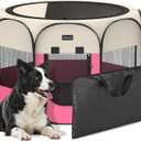 Portable Pet Puppy Dog Cat Playpen, 8-Panel Indoor/Outdoor Puppy Pen with Shade Cover & Travel Bag - Waterproof Dog Cat Tent