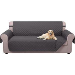 U-NICE HOME Reversible Sofa Cover Couch Cover for Dogs with Elastic Straps Water Resistant Furniture Protector for Pets Couch Cover for 3 Cushion Couch (Sofa, Dark Grey/Dark Grey)