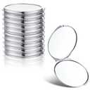 Yalikop 8 Pcs Compact Travel Mirror Set - 1X & 2X Magnification Double Sided Mini Makeup Mirror, Folding Round Purse Mirrors for Women & Bridesmaid Gifts (Silver)