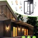 Dusk to Dawn Outdoor Lighting,Outdoor Wall Light Fixtures Waterproof,Exterior Front Porch Lights with Toughened Glass Shade,Modern Matte Black Wall Sconce for Patio Porch Garden (1 Pack)