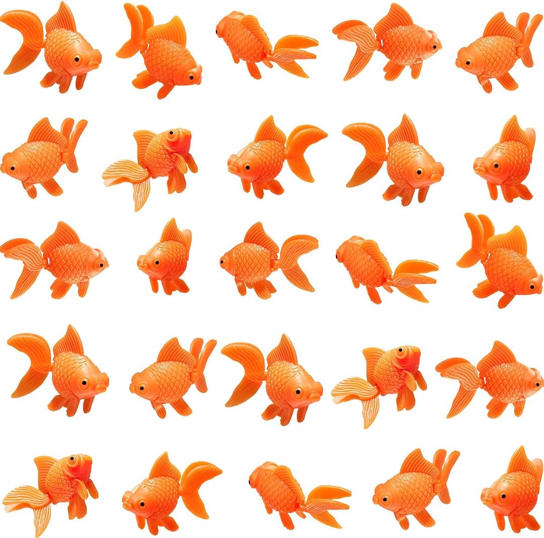 Sumind 30 Pieces Fake Goldfish Plastic Floating Artificial Aquarium Fish Realistic Moving Orange Goldfish Ornament Decorations for Aquarium Tank