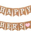 Happy Mother's Day Decorations Banner Burlap, Mothers Day Decor Hanging Banner Sign for Home Office Wall Party Supplies- No DIY