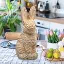 16 Inches Cornhusk Woven Bunny Easter Decor Spring Easter Woven Bunny Rabbit Collection Crafts Without Bow Decorations Rabbit Figurine Ornaments for Spring Home Kitchen Farmhouse Decor Centerpiece