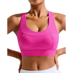 RUNNING GIRL High Impact Sports Bra for Women,Criss-Cross Back Top with Moulded Cups Womens Sports Bra High Support (Pink, M)