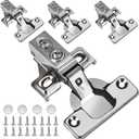 4 Pack Soft Close Cabinet Door Hinges for 1/2" Partial Overlay Cupboard, 100 Degree Opening Angel, Stainless Concealed Kitchen Cabinet Hinges with Mounting Screws and Manual