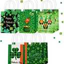 Shappy St. Patrick's Day Craft Gift Bags Irish Clover Holiday Paper Gift Bags Kraft Treat Bags Mini Candy Gift Bags Assortment Shamrock Wrapping Bags for Kids Classroom Party Favors Supplies (10 Pcs)