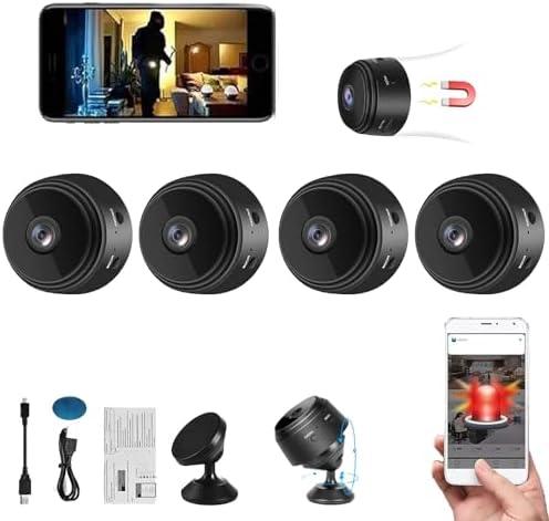 Magnetic Mini Security Camera, Security Camera, Mini 1080p HD Wireless Magnetic Security Camera, with Night Vision for Home Indoor and Outdoor Use (4PCS)