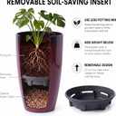 Large Outdoor Planters with Movable Insert Shelf/Drainage Hole, 21 Inch Black to Scarlet Gradient- Glossy Finish for Indoor Modern House Décor Outdoor Flower Pots