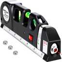 AikTryee Multipurpose ABS Laser Level Line Tool Kit | Standard Cross | leveler Beam with Metric Rulers 8ft/2.5M for Picture Hanging cabinets Tile Walls (Black)