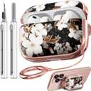 Inesore for AirPods Pro 3 Case 2025 with Lock, for Women Girly Floral Cute Case Compatible with Apple Airpods Pro 3rd Generation Cover, with Phone Stand,Keychain & Cleaner Kit -Black Gold Flower