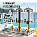 6.3 Gallon Drink Dispensers for Parties, Leakproof Stainless Steel Beverage Dispenser with Stand, 6 Spigots & 6 Drip Trays, Commercial Water Pitcher with Ice Core for Juice, Tea, Lemonade