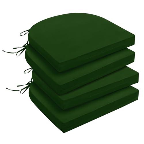 downluxe Outdoor Chair Cushions Set of 2 for Patio Furniture, Water-Resistant Patio Chair Cushions with Ties, High Density Foam Outdoor Seat Cushion, 17" X 16" X 2", Forest Green