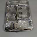 4 Pack Stainless Steel Divided Plates Tray, 6 Sections Rectangular Dinner Plates Control Plates for Adults, Picky Eaters, Campers, Diet Food Portion Control