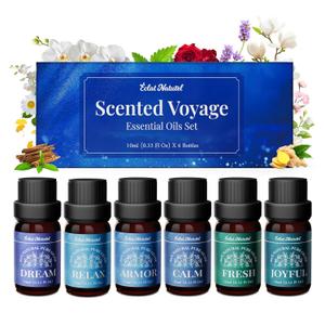 Essential Oil Set, Blended Essential Oils for Diffusers for Home Candle & Soap Making, Scented Voyage with Six Scents for Aromatherapy & Humidifiers, 6 x 10ml