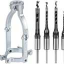 UwinVwin Square Hole Drill Bit Adapter with 4pcs Square Hole Drill Bit, Mortising Attachment for Drill Press, Mortise Machine, Power Tool Accessory for Drill Machines