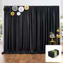 20x10FT Black Backdrop Curtains for Party, 4 Panels 5x10FT Thick Polyester Backdrop Drapes, Wrinkle Resistant Photography Background Drapes for Wedding Birthday Home Decoration