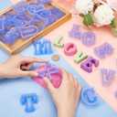BENECREAT Alphabet Cookie Cutters 2.5 Inch Small Plastic Fondant Cutters Resin Mold Blue Letter Shape Cookie Cutters for DIY Biscuit Baking Cake Tool Fondant Moulds, 26-Piece