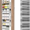 Over The Door Organizer, 8 Shelf Door Hanging Organizers with 8 Large Capacity Pockets, Back of Door Organizer Storage Hanging Shelves for Closet Bathroom Bedroom Nursery (Grey)