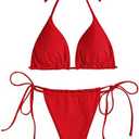 ZAFUL Triangle Bikini for Women 2 Piece Halter Bikini Sets Sexy High Cut Bathing Suit Side Tie Swimsuits Size S