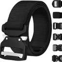 TECEUM Belt  Black B7 L  Heavy-Duty, Work, Hiking, Rigger, EDC Mens Belts  Quick-Release  Nylon Web
