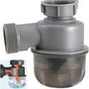 Sink Trap 1 1/2'' P-Trap Replacement Upgrade Visible Removable Easy to Clean Drain Valve Suitable for Kitchen, Bathroom, Garbage Disposal Sink Drainage Pipe Accessories(Female Thread)