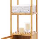 SONGMICS Bamboo Bathroom Storage Floor Cabinet, 4 Tiers Multifunctional Floor Shelving Unit, Free Standing Tower Corner Rack, Natural UBCB50Y