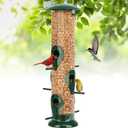 FEED GARDEN Metal Bird Feeder - 6 Port Tube Feeder for Outdoors, Heavy Duty Squirrel Proof with Metal Lid, Easy Fill & Clean, Weather Resistant, 13 Inch