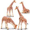 Toymany 4PCS Realistic Giraffe Figurines with Giraffe Cub, 2-6" Plastic Jungle Animals Figures Family Playset Includes Baby, Educational Toy Cake Toppers Christmas Birthday Gift for Kids
