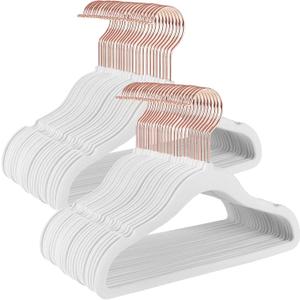 SONGMICS Baby Hangers, 50 Pack, Kids Hangers for Closet, 11.8 x 8.1 Inches, Rose Gold 360 Swivel Hooks, Space-Saving, Velvet, Non-Slip, Cloud White
